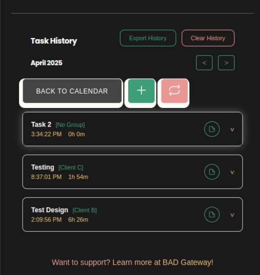 Clockwork extension screenshot